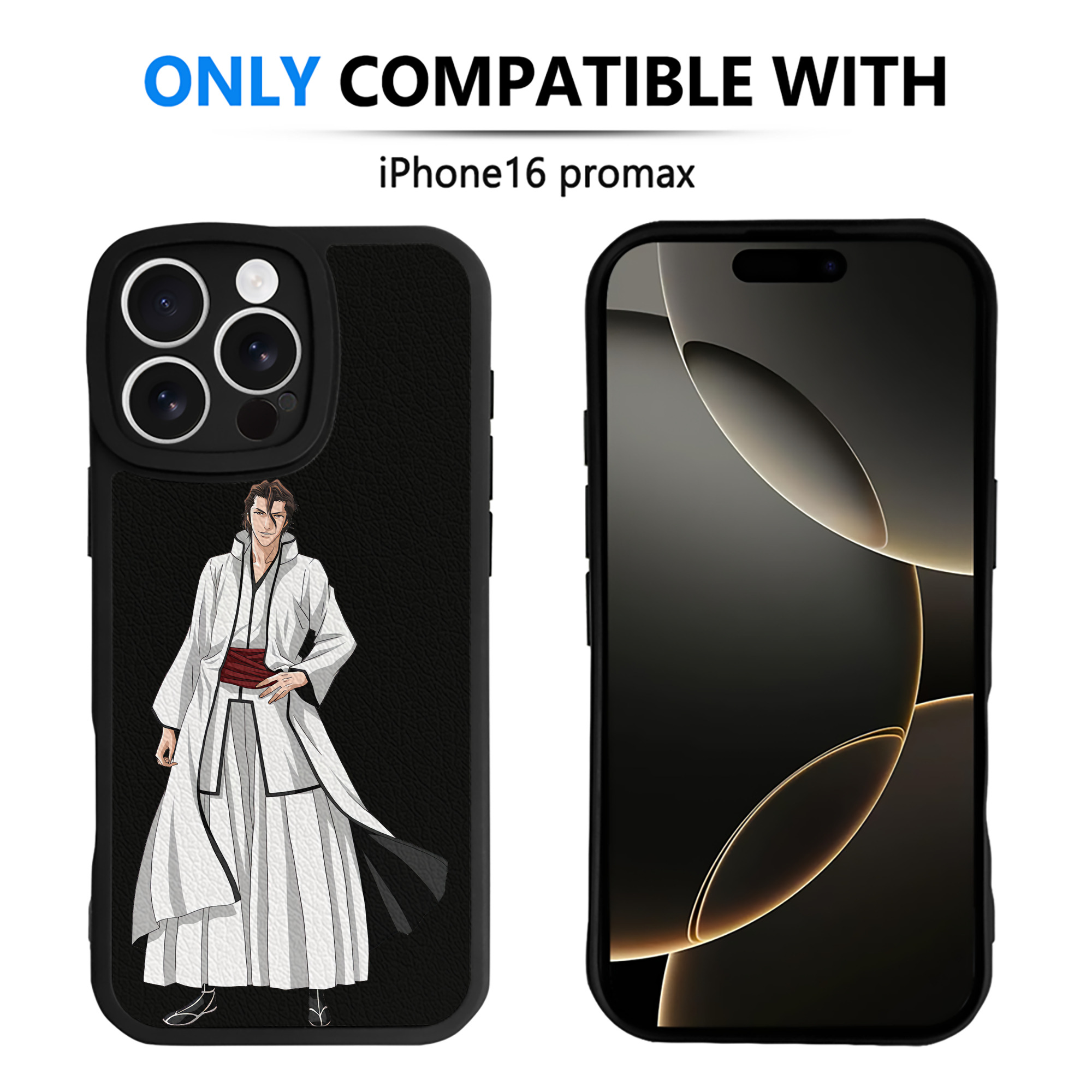 （画像用） ブリーチ 藍染 惣右介（あいぜん そうすけ） BLEACH Aizen Sousuke 【iPhone 16シリーズ対応】シリコンスマホケース（レザー調） 材質：シリコン